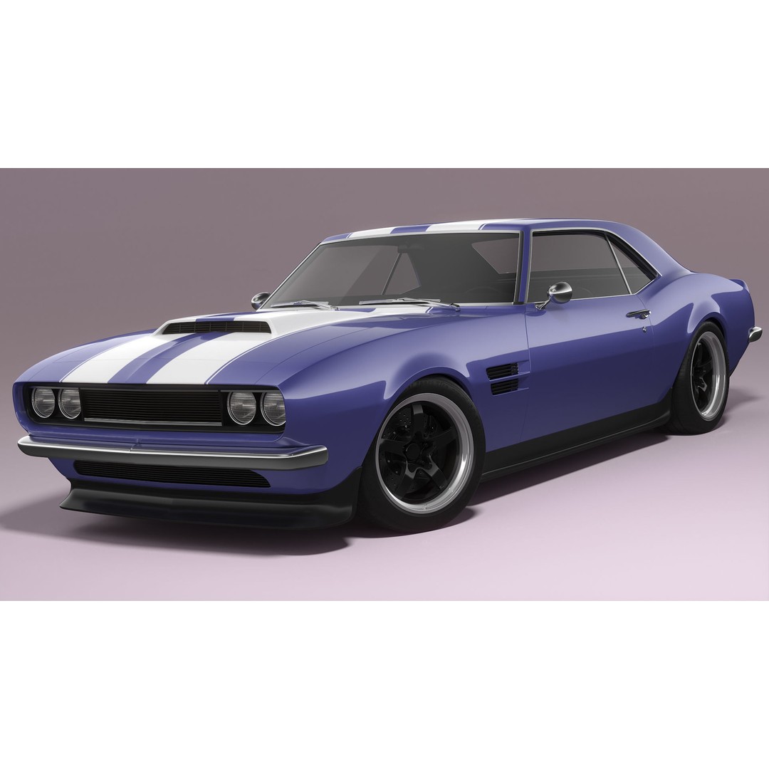 Generic Muscle Car 3D Model – Classic Coupe with PBR Textures, FBX, Blender - View 3