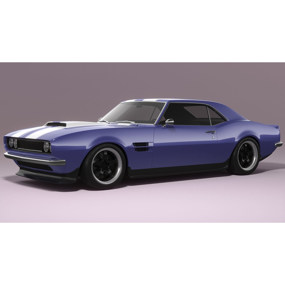 Generic Muscle Car 3D Model – Classic Coupe with PBR Textures, FBX, Blender - View 4