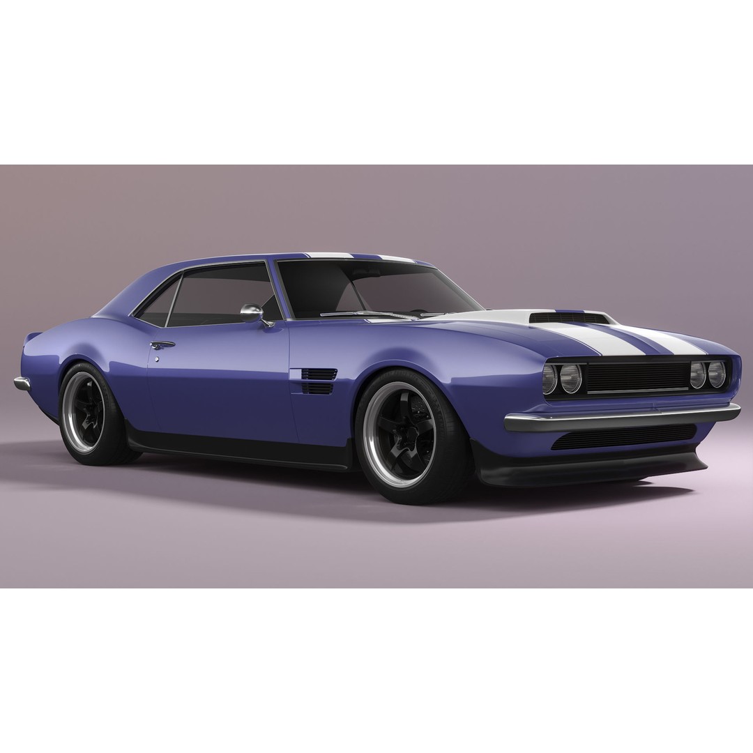 Generic Muscle Car 3D Model – Classic Coupe with PBR Textures, FBX, Blender - View 7