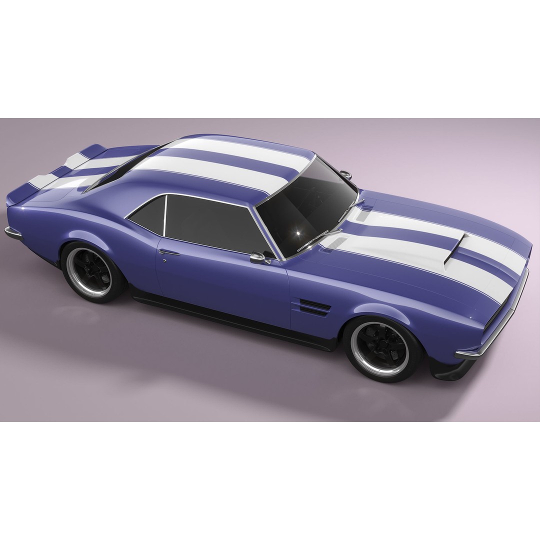 Generic Muscle Car 3D Model – Classic Coupe with PBR Textures, FBX, Blender - View 8