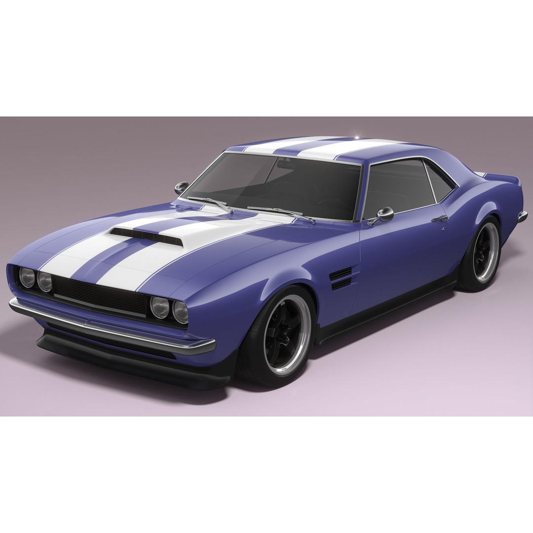 Generic Muscle Car 3D Model – Classic Coupe with PBR Textures, FBX, Blender - View 9