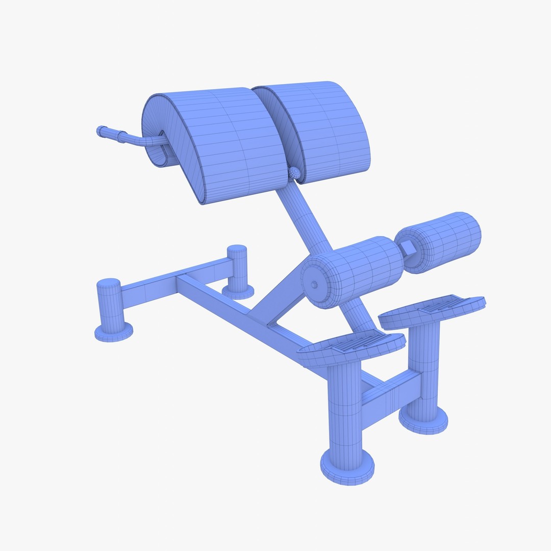 Hyperextension Bench 3D Model – Realistic Gym Equipment, FBX, OBJ