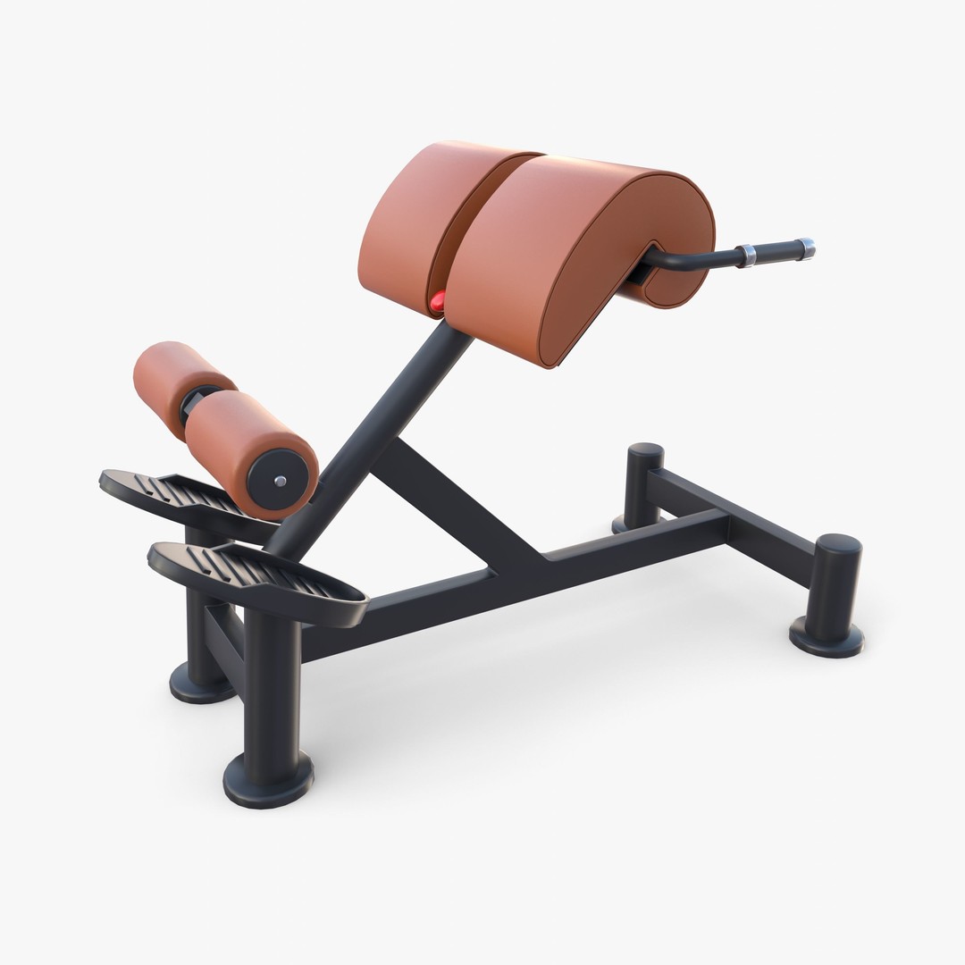 Hyperextension Bench 3D Model – Realistic Gym Equipment, FBX, OBJ - View 3