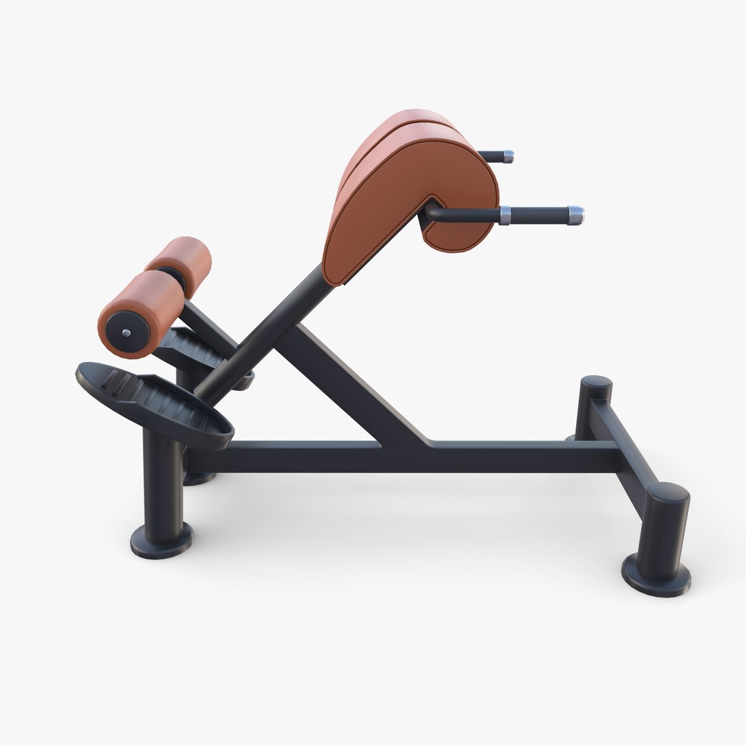Hyperextension Bench 3D Model – Realistic Gym Equipment, FBX, OBJ - View 4