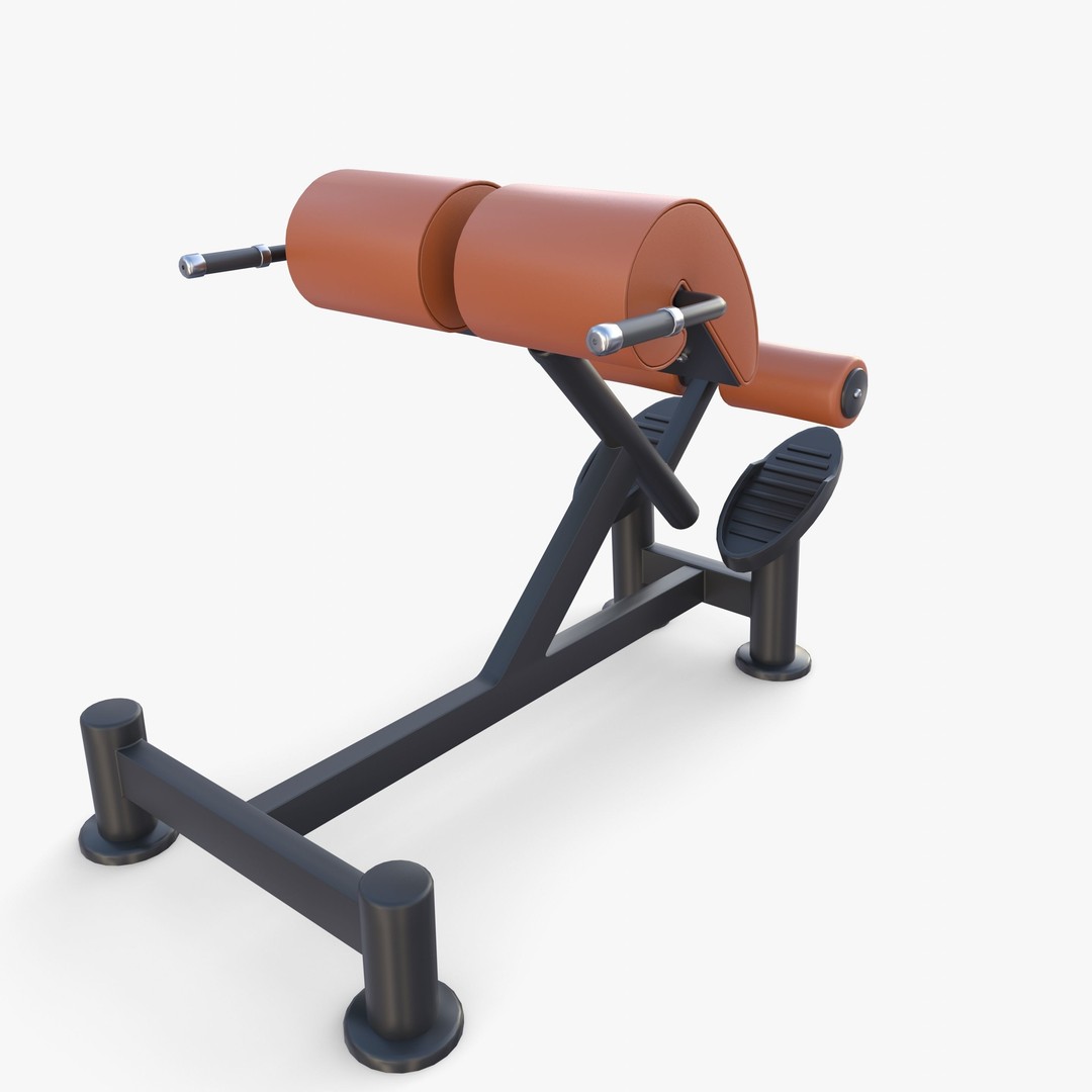 Hyperextension Bench 3D Model – Realistic Gym Equipment, FBX, OBJ - View 7