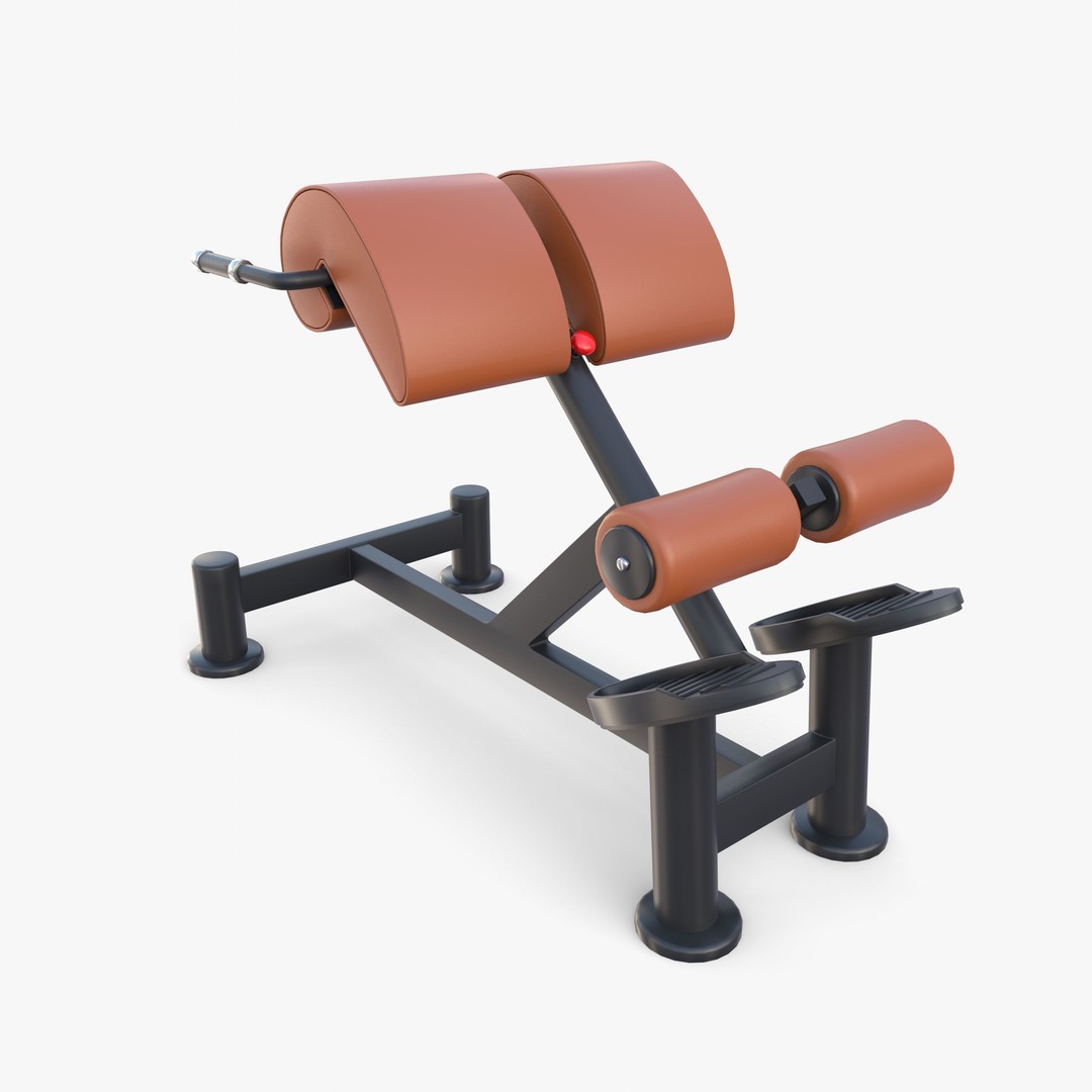 Hyperextension Bench 3D Model – Realistic Gym Equipment, FBX, OBJ - View 8