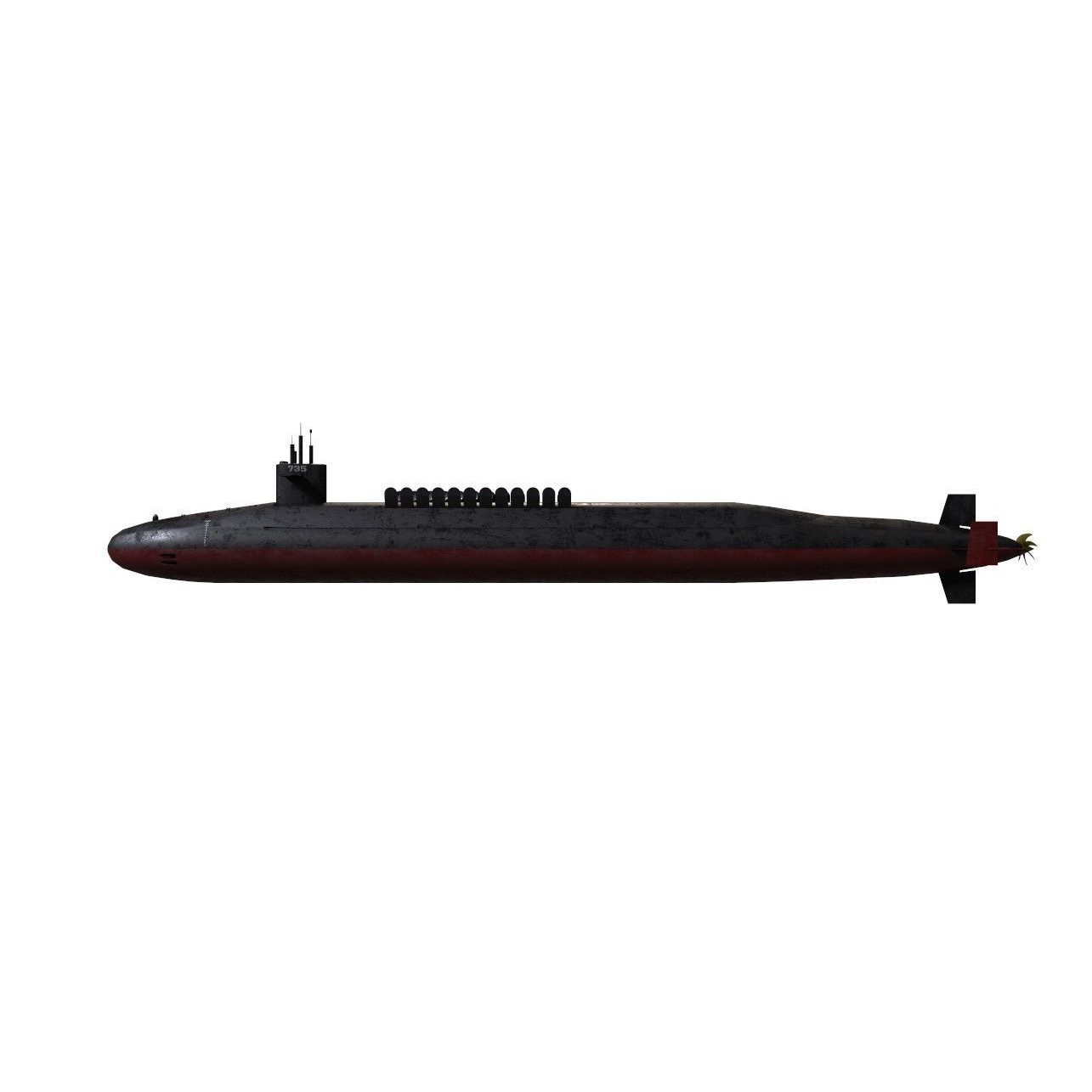 Ohio Class Submarine - Low-Poly Game-Ready 3D Model - View 14
