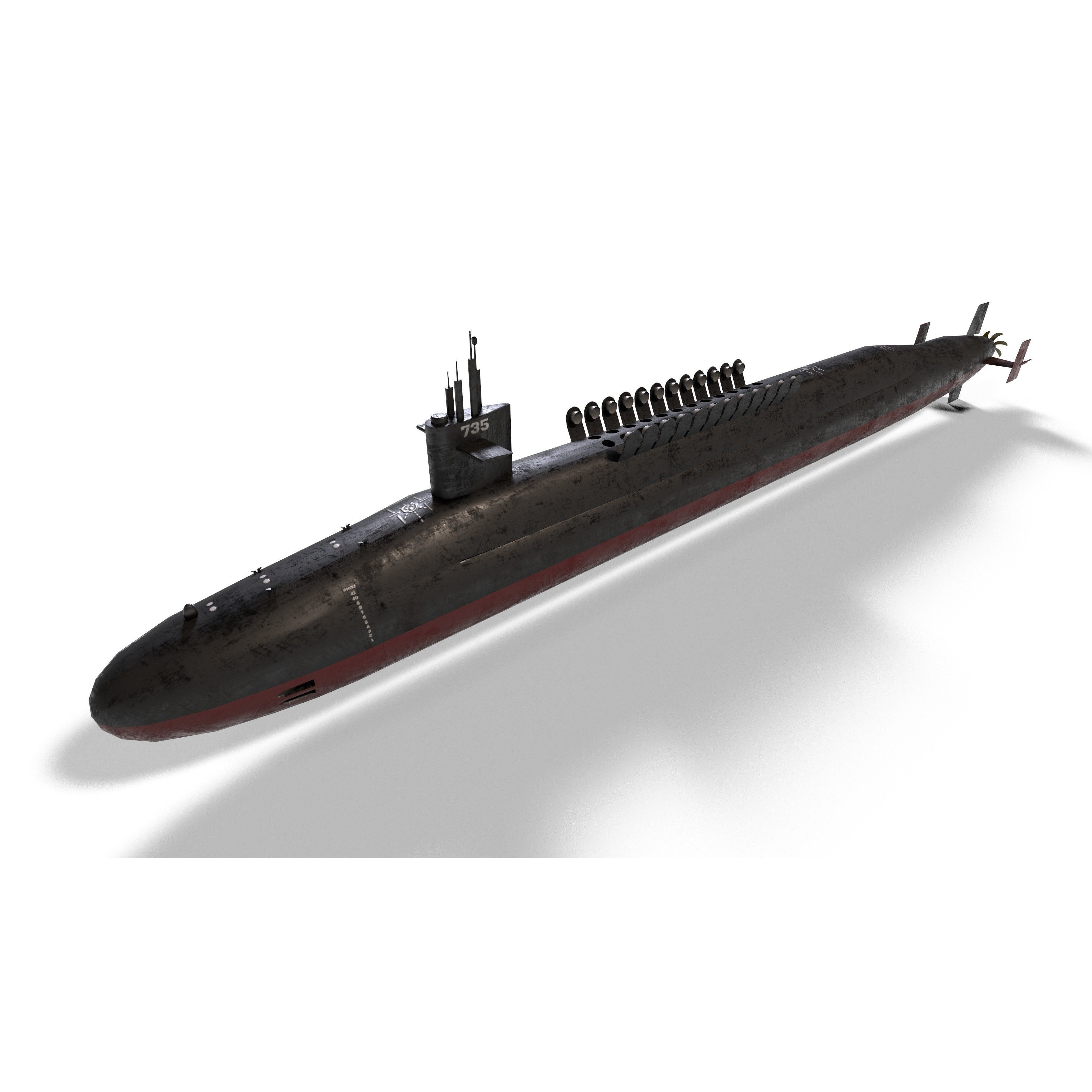 Ohio Class Submarine - Low-Poly Game-Ready 3D Model - View 17