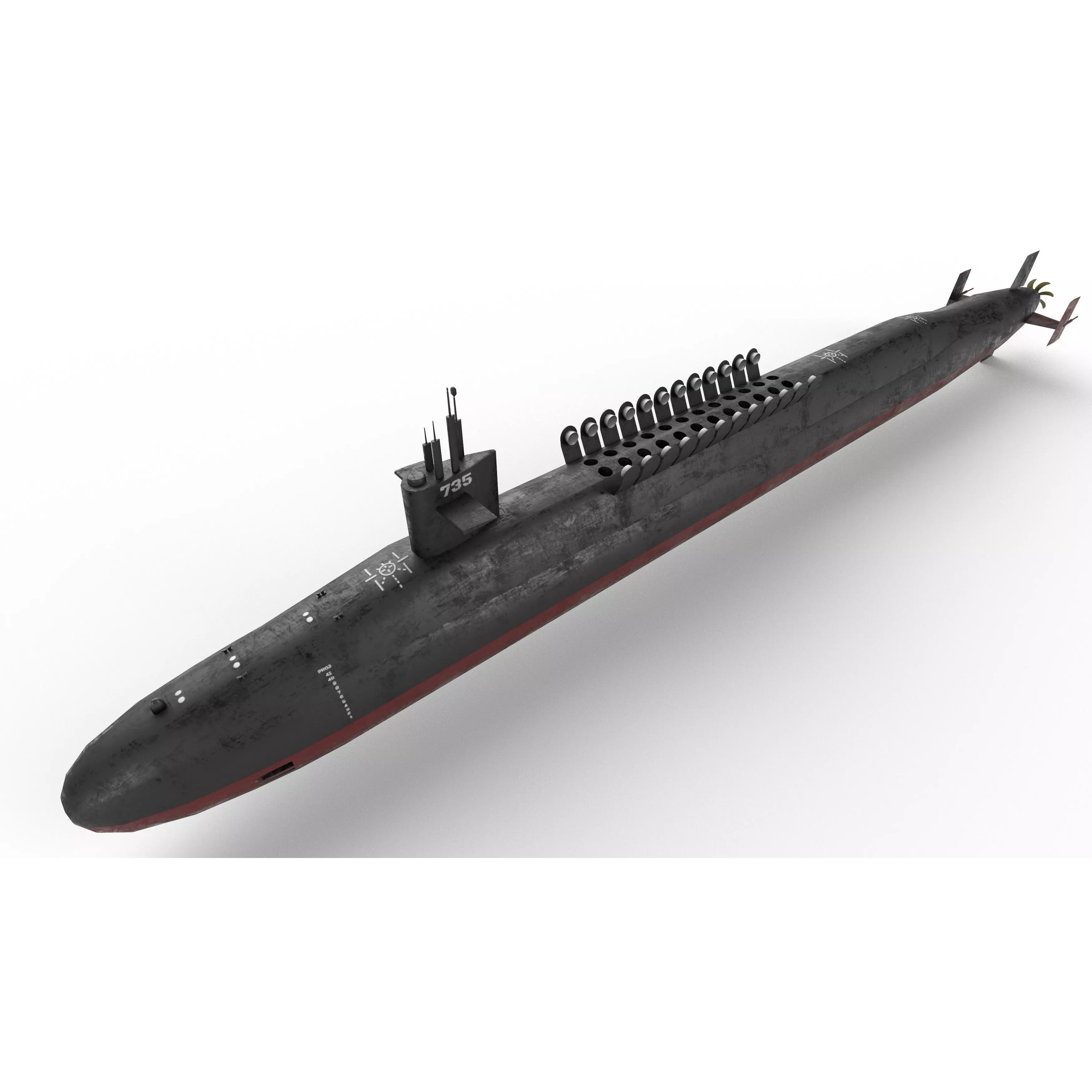 Ohio Class Submarine - Low-Poly Game-Ready 3D Model - View 2