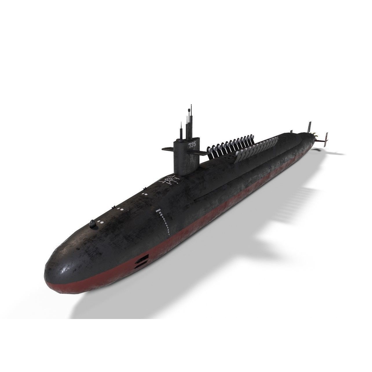 Ohio Class Submarine - Low-Poly Game-Ready 3D Model - View 4