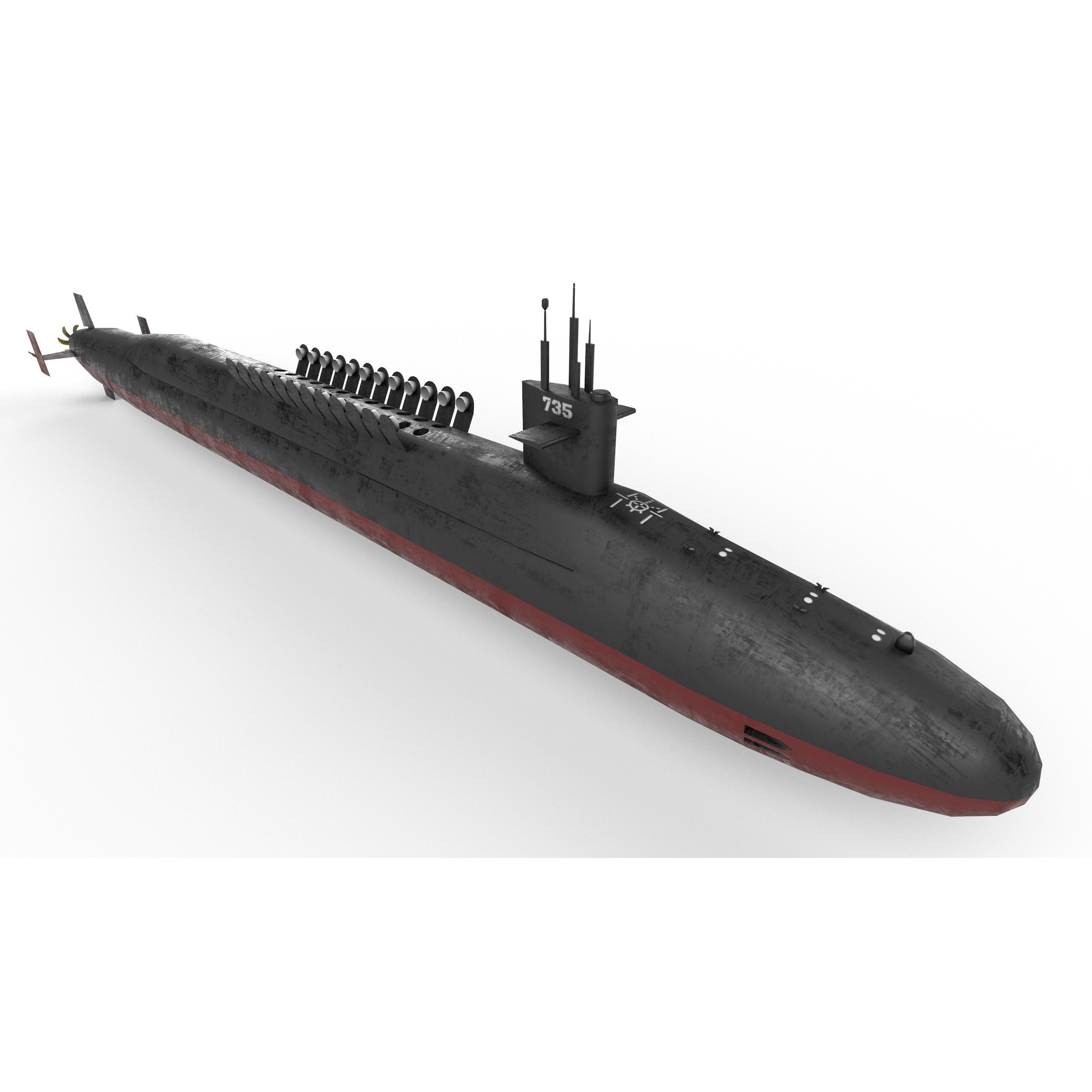 Ohio Class Submarine - Low-Poly Game-Ready 3D Model - View 6