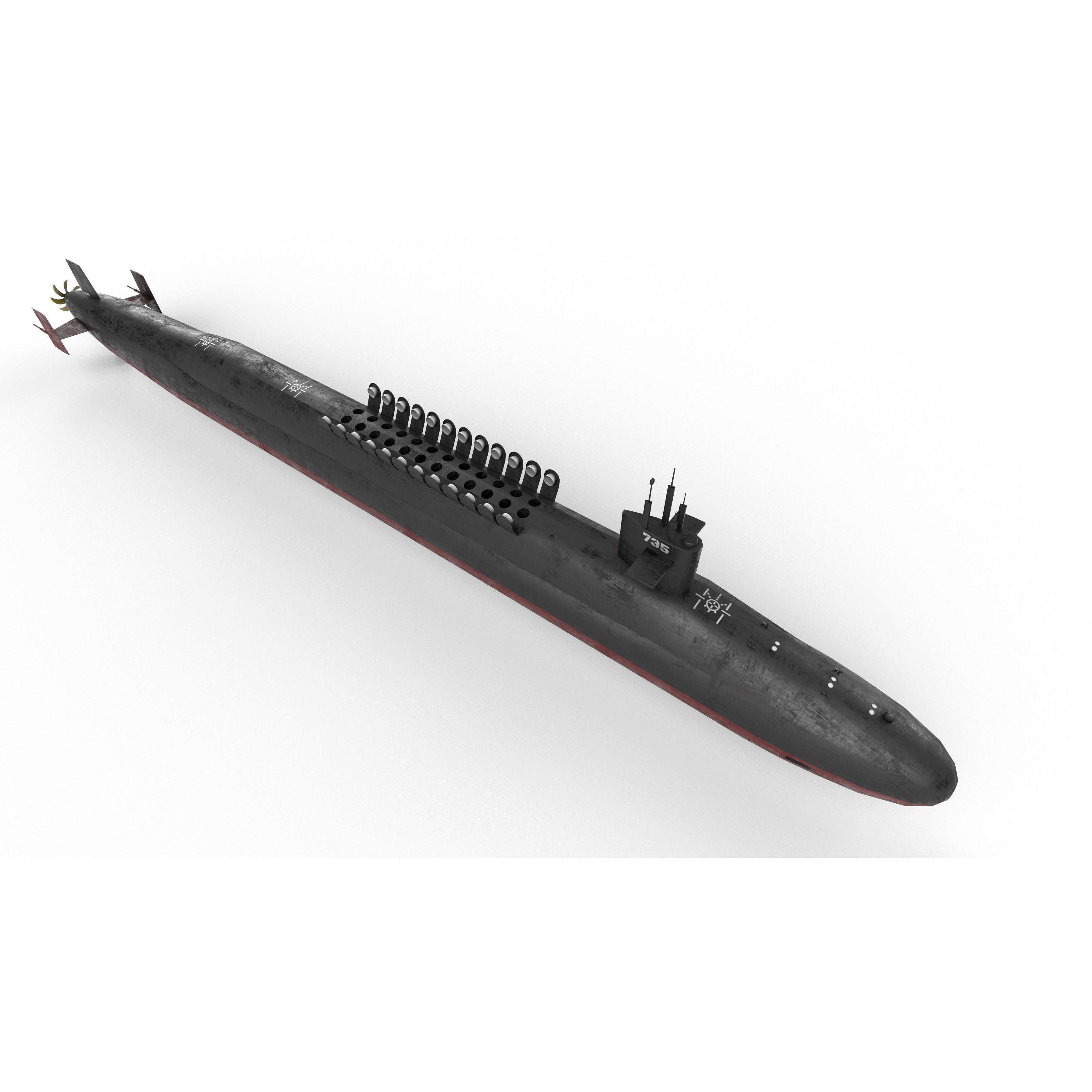 Ohio Class Submarine - Low-Poly Game-Ready 3D Model - View 7