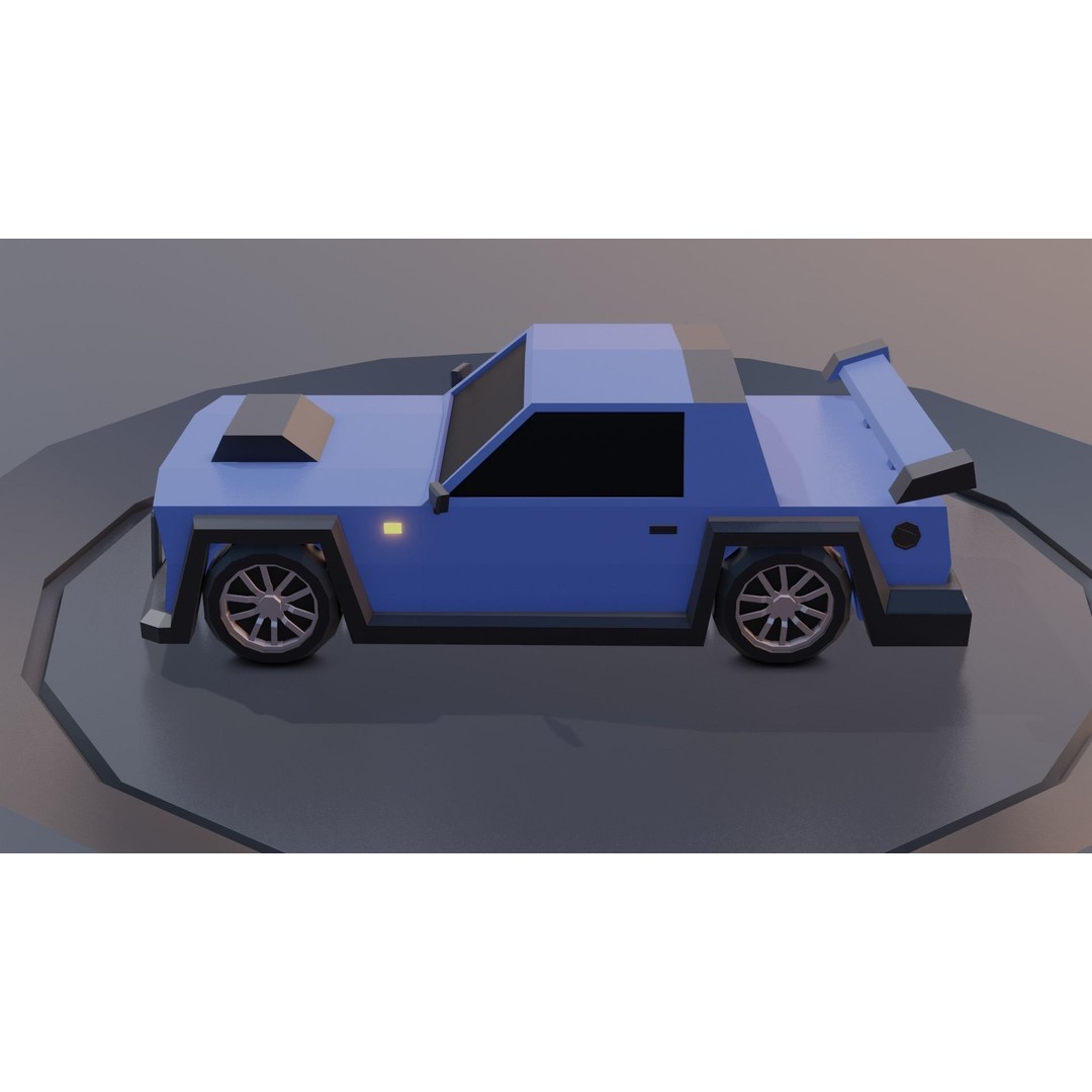Customizable Race Car 3D Model – Low Poly Game Asset, FBX, OBJ - View 11