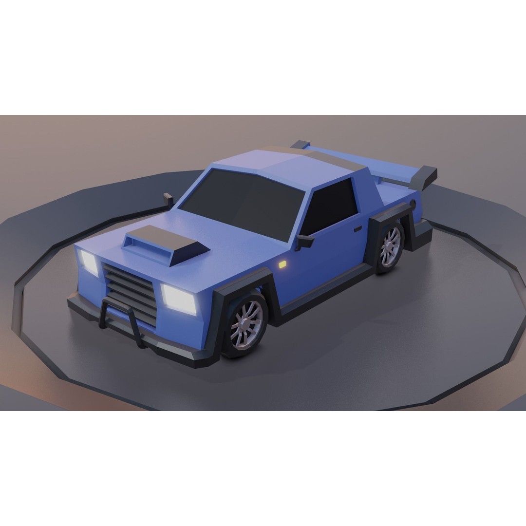 Customizable Race Car 3D Model – Low Poly Game Asset, FBX, OBJ - View 12