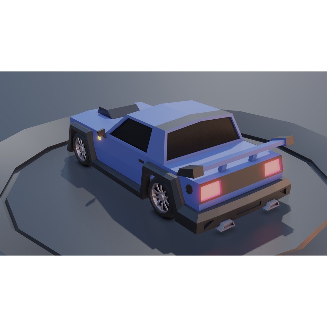 Customizable Race Car 3D Model – Low Poly Game Asset, FBX, OBJ - View 13
