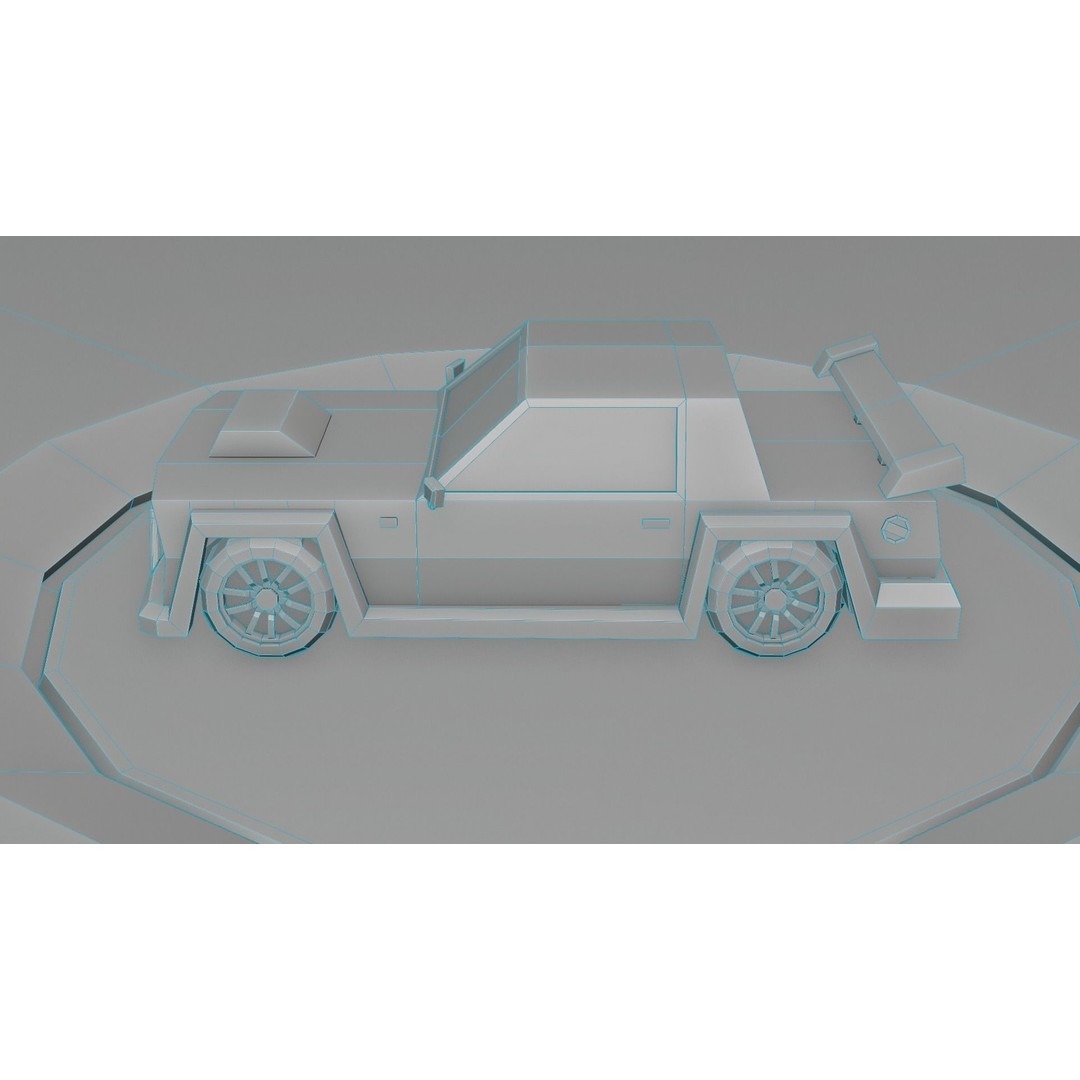 Customizable Race Car 3D Model – Low Poly Game Asset, FBX, OBJ - View 14