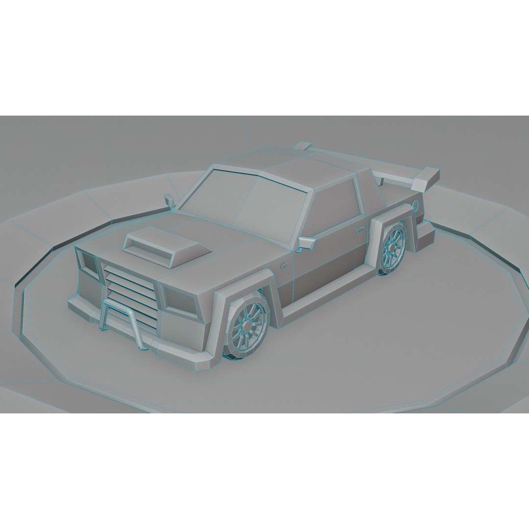 Customizable Race Car 3D Model – Low Poly Game Asset, FBX, OBJ - View 16