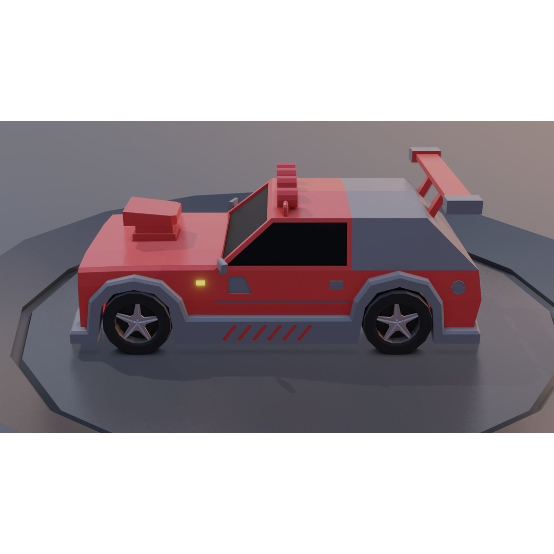 Customizable Race Car 3D Model – Low Poly Game Asset, FBX, OBJ - View 17
