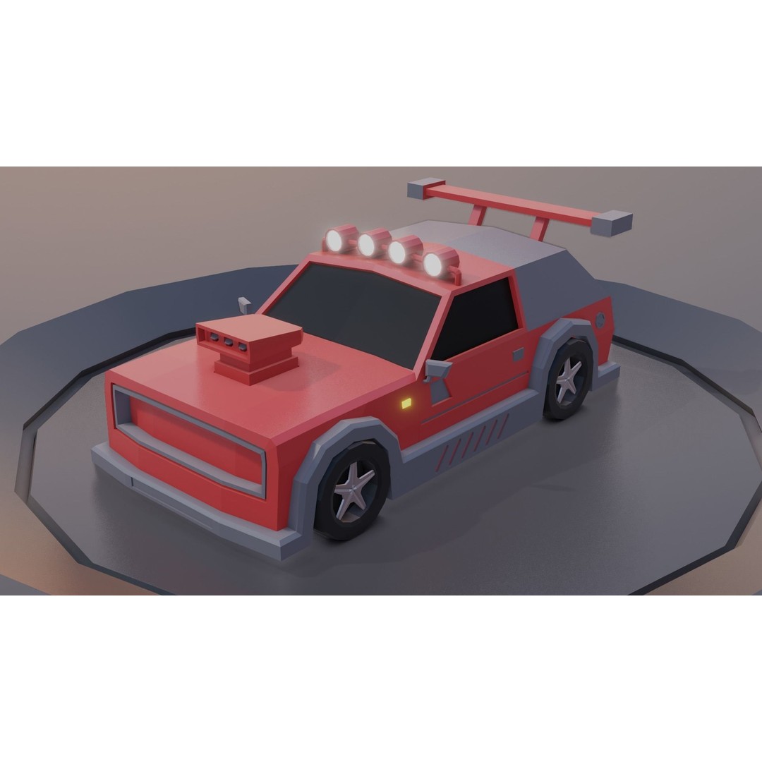 Customizable Race Car 3D Model – Low Poly Game Asset, FBX, OBJ - View 18