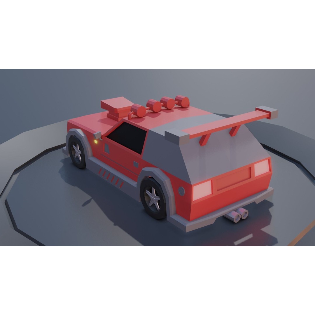 Customizable Race Car 3D Model – Low Poly Game Asset, FBX, OBJ - View 19