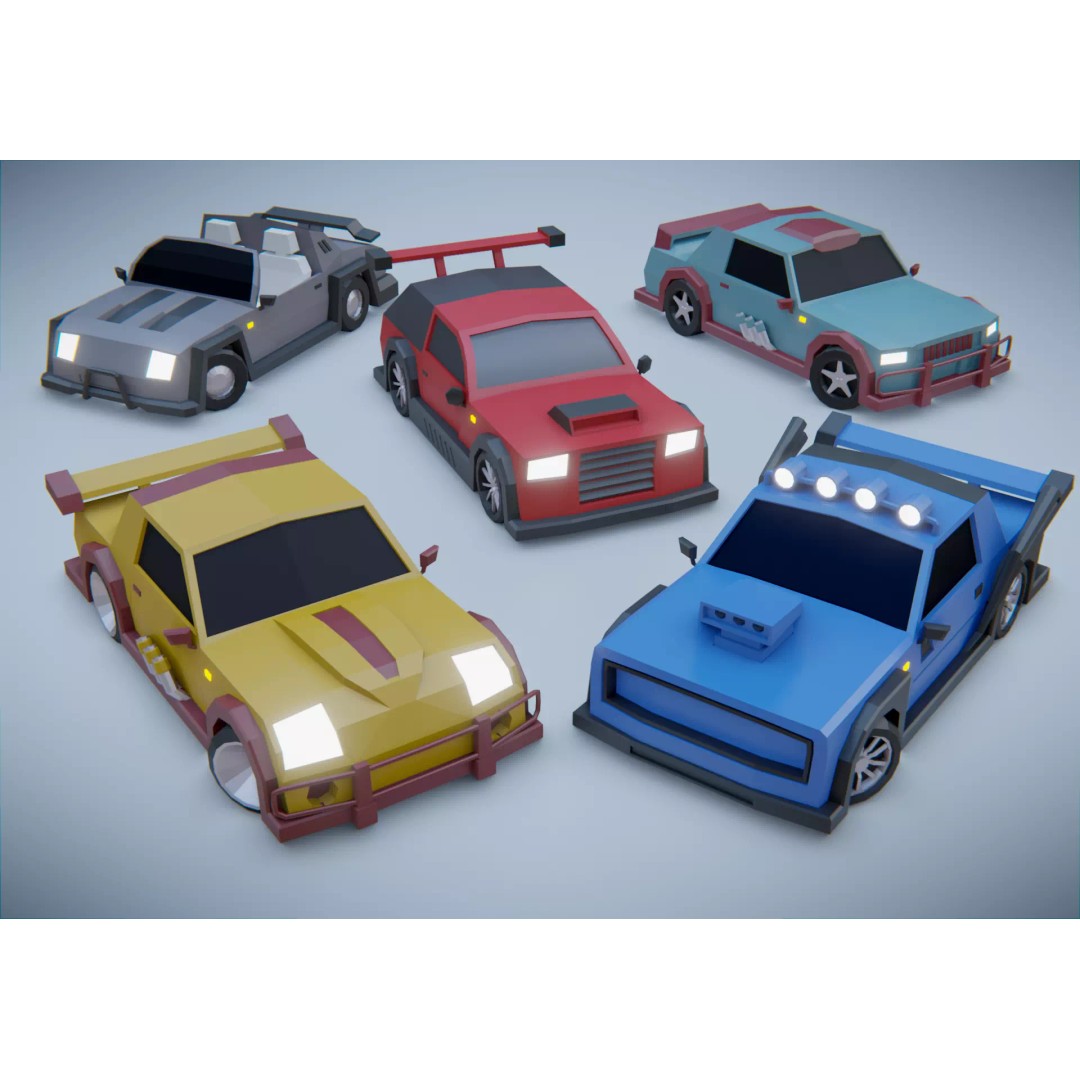 Customizable Race Car 3D Model – Low Poly Game Asset, FBX, OBJ - View 2