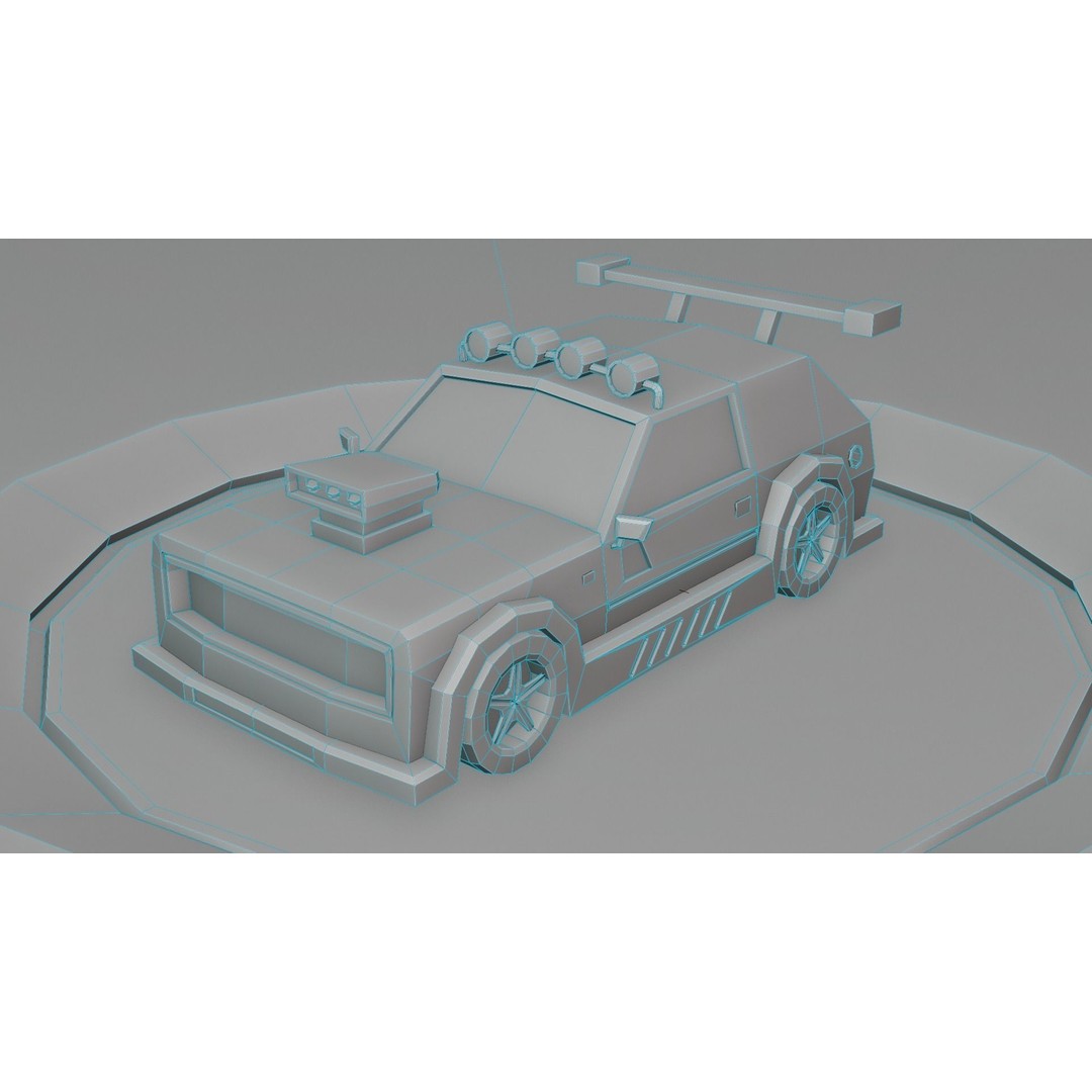 Customizable Race Car 3D Model – Low Poly Game Asset, FBX, OBJ - View 20