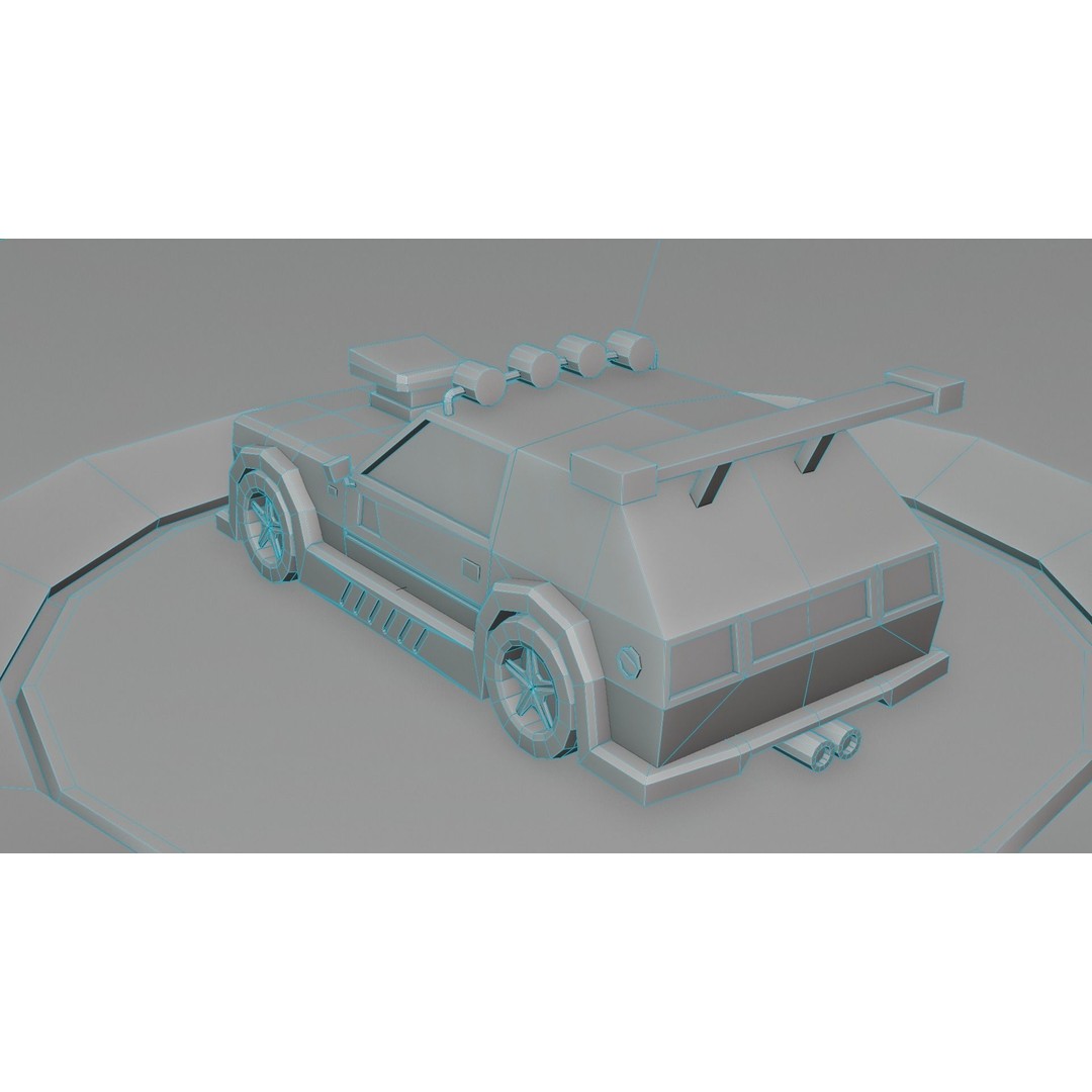 Customizable Race Car 3D Model – Low Poly Game Asset, FBX, OBJ - View 22