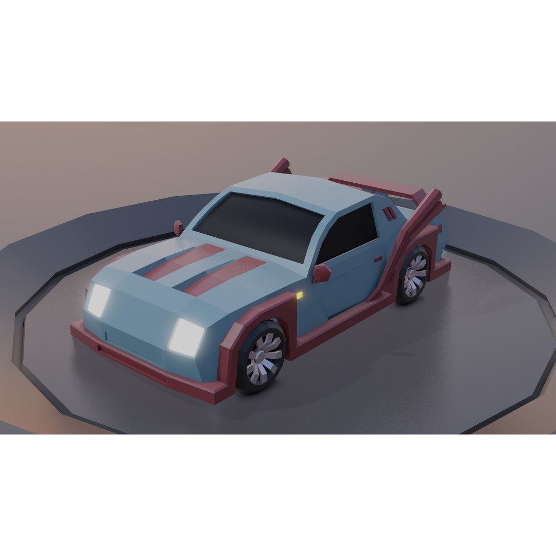 Customizable Race Car 3D Model – Low Poly Game Asset, FBX, OBJ - View 23