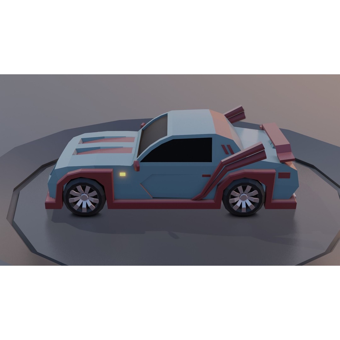 Customizable Race Car 3D Model – Low Poly Game Asset, FBX, OBJ - View 24