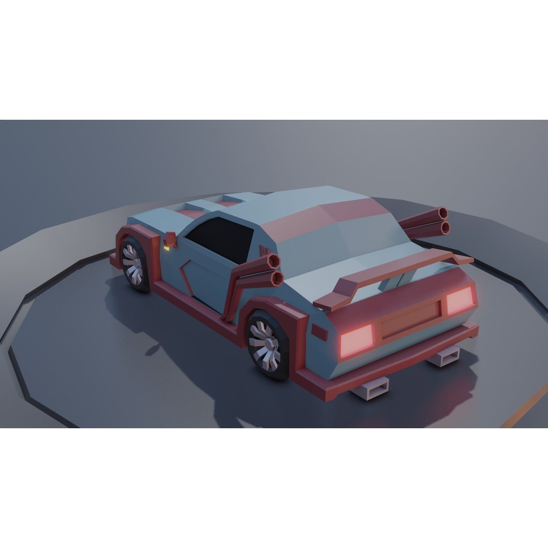 Customizable Race Car 3D Model – Low Poly Game Asset, FBX, OBJ - View 25