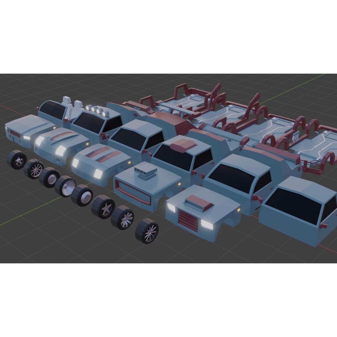 Customizable Race Car 3D Model – Low Poly Game Asset, FBX, OBJ - View 3