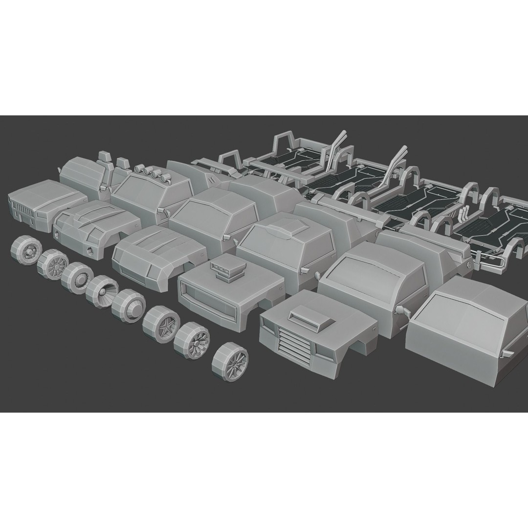 Customizable Race Car 3D Model – Low Poly Game Asset, FBX, OBJ - View 4