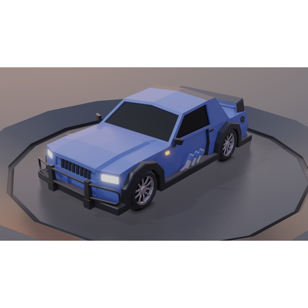 Customizable Race Car 3D Model – Low Poly Game Asset, FBX, OBJ - View 5