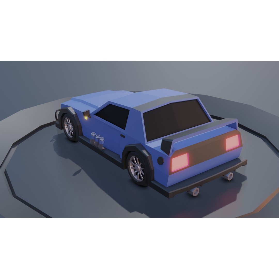 Customizable Race Car 3D Model – Low Poly Game Asset, FBX, OBJ - View 6