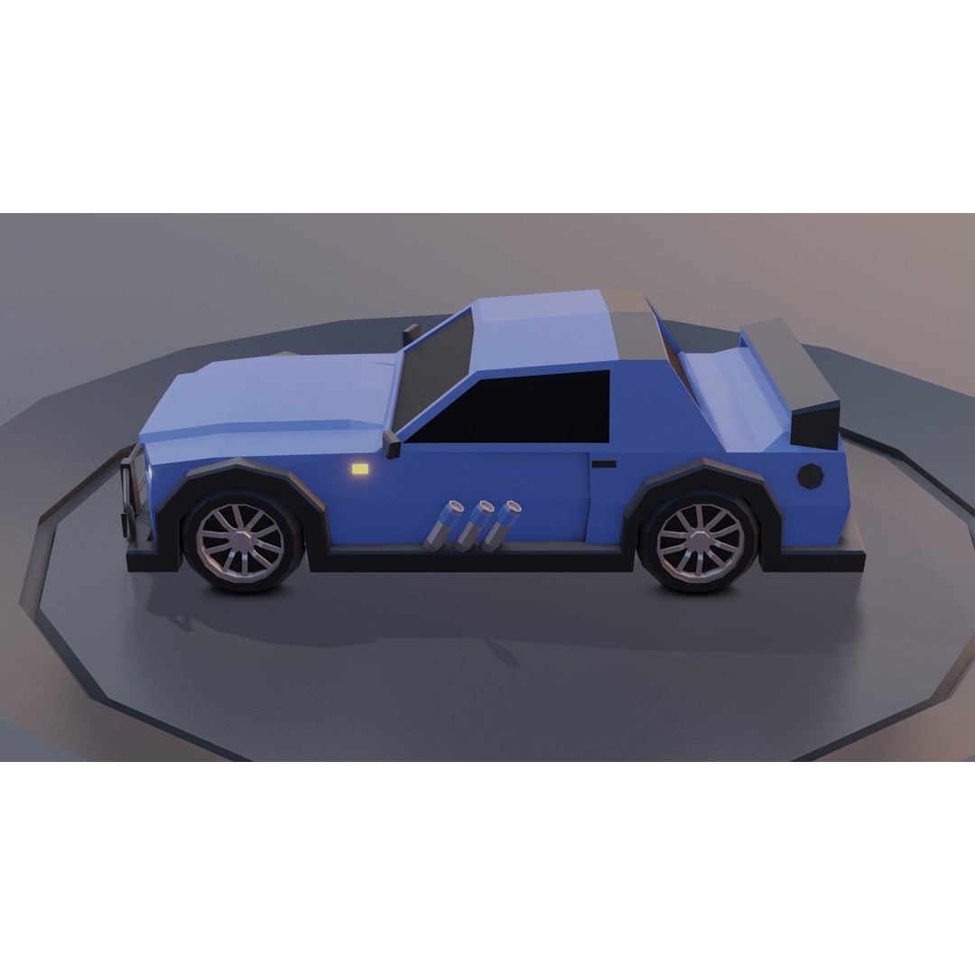 Customizable Race Car 3D Model – Low Poly Game Asset, FBX, OBJ - View 7