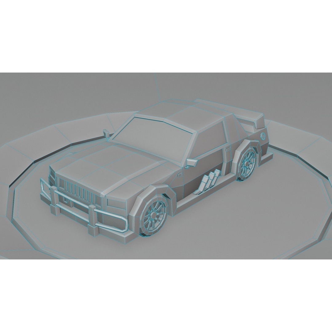 Customizable Race Car 3D Model – Low Poly Game Asset, FBX, OBJ - View 8