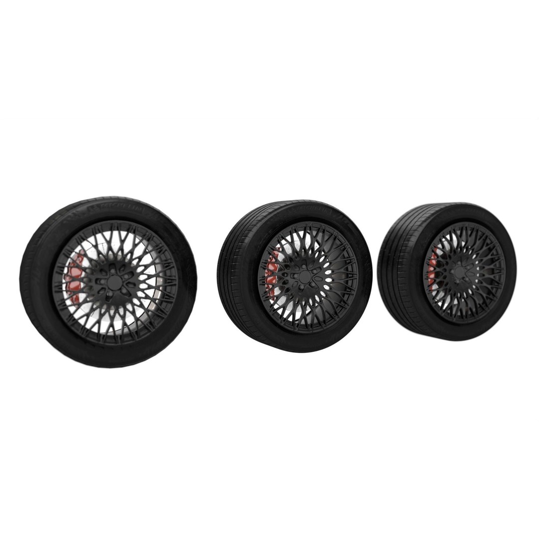 Realistic Rim and Tire 3D Model – Low Poly, Game Ready, Blender, FBX, OBJ - View 3