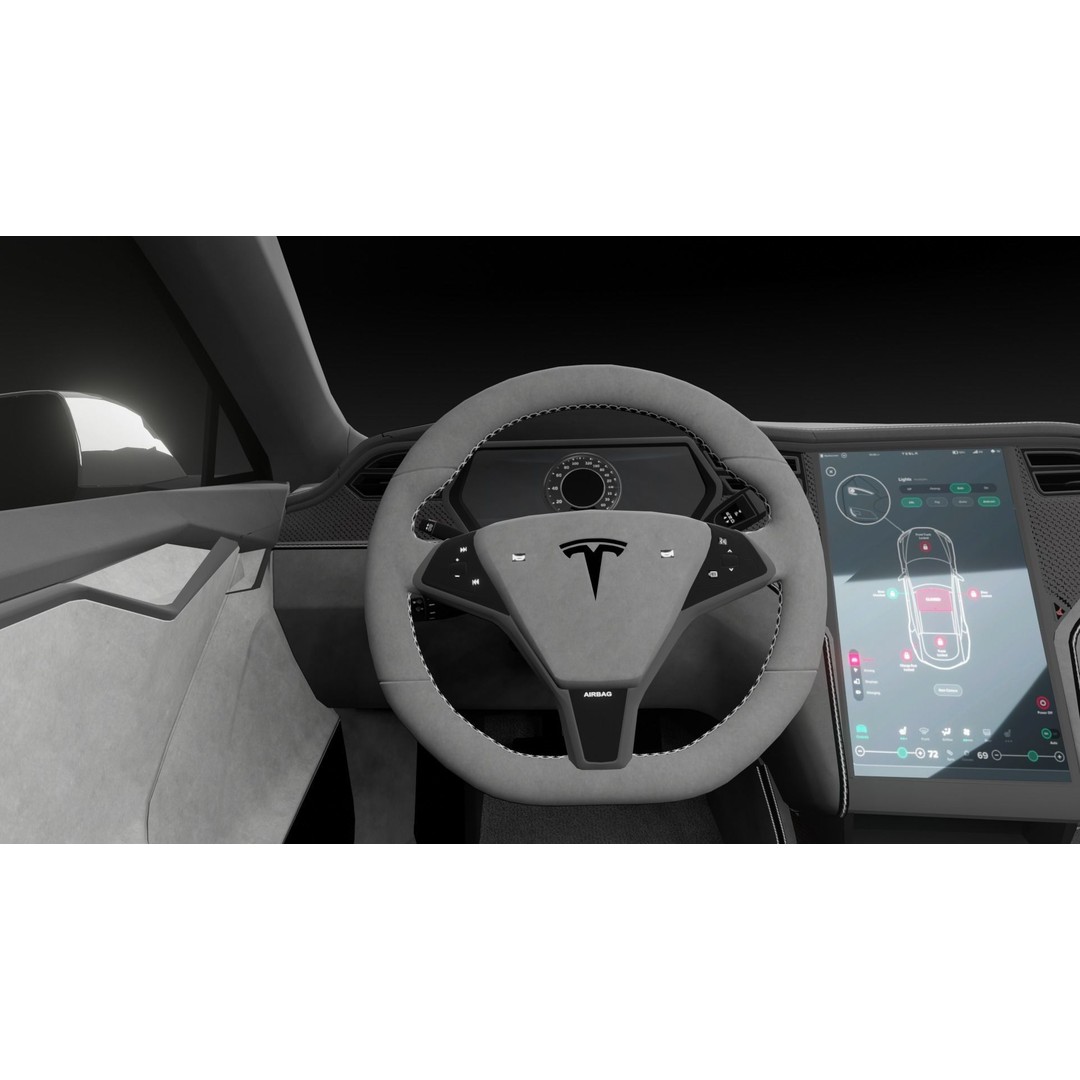 Tesla Model S 3D Model – Low Poly Rigged Game Asset, FBX, OBJ - View 10