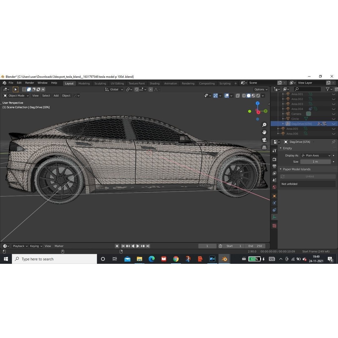 Tesla Model S 3D Model – Low Poly Rigged Game Asset, FBX, OBJ - View 13