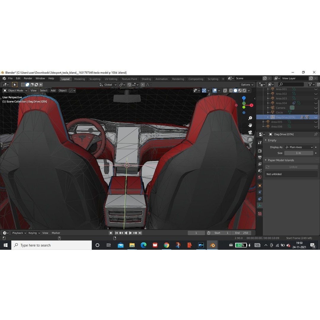 Tesla Model S 3D Model – Low Poly Rigged Game Asset, FBX, OBJ - View 14