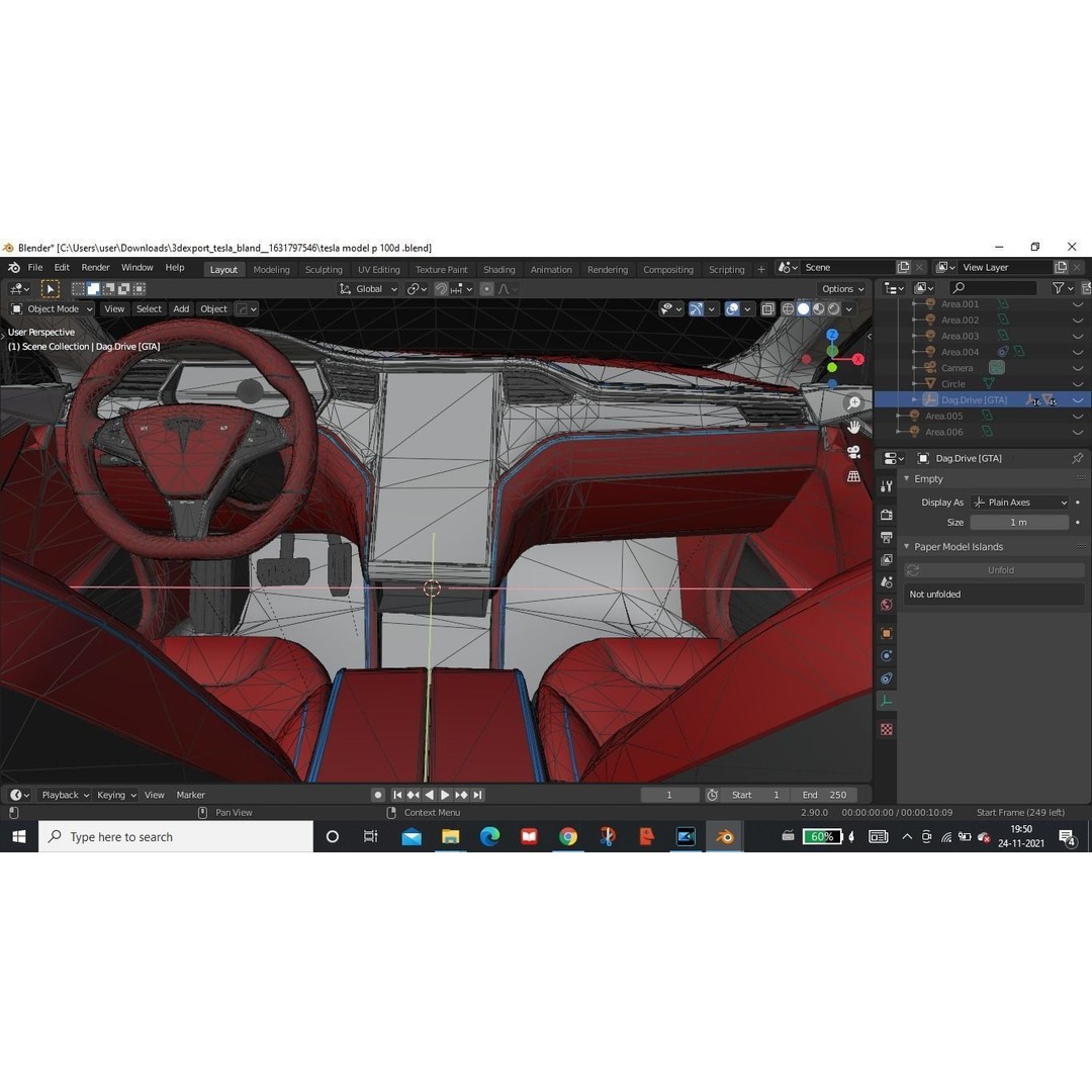 Tesla Model S 3D Model – Low Poly Rigged Game Asset, FBX, OBJ - View 15