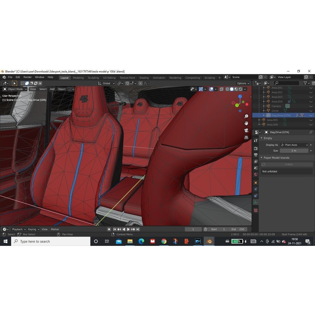 Tesla Model S 3D Model – Low Poly Rigged Game Asset, FBX, OBJ - View 16