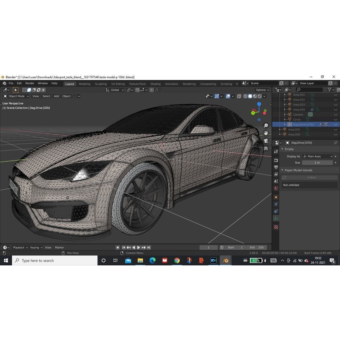 Tesla Model S 3D Model – Low Poly Rigged Game Asset, FBX, OBJ - View 17