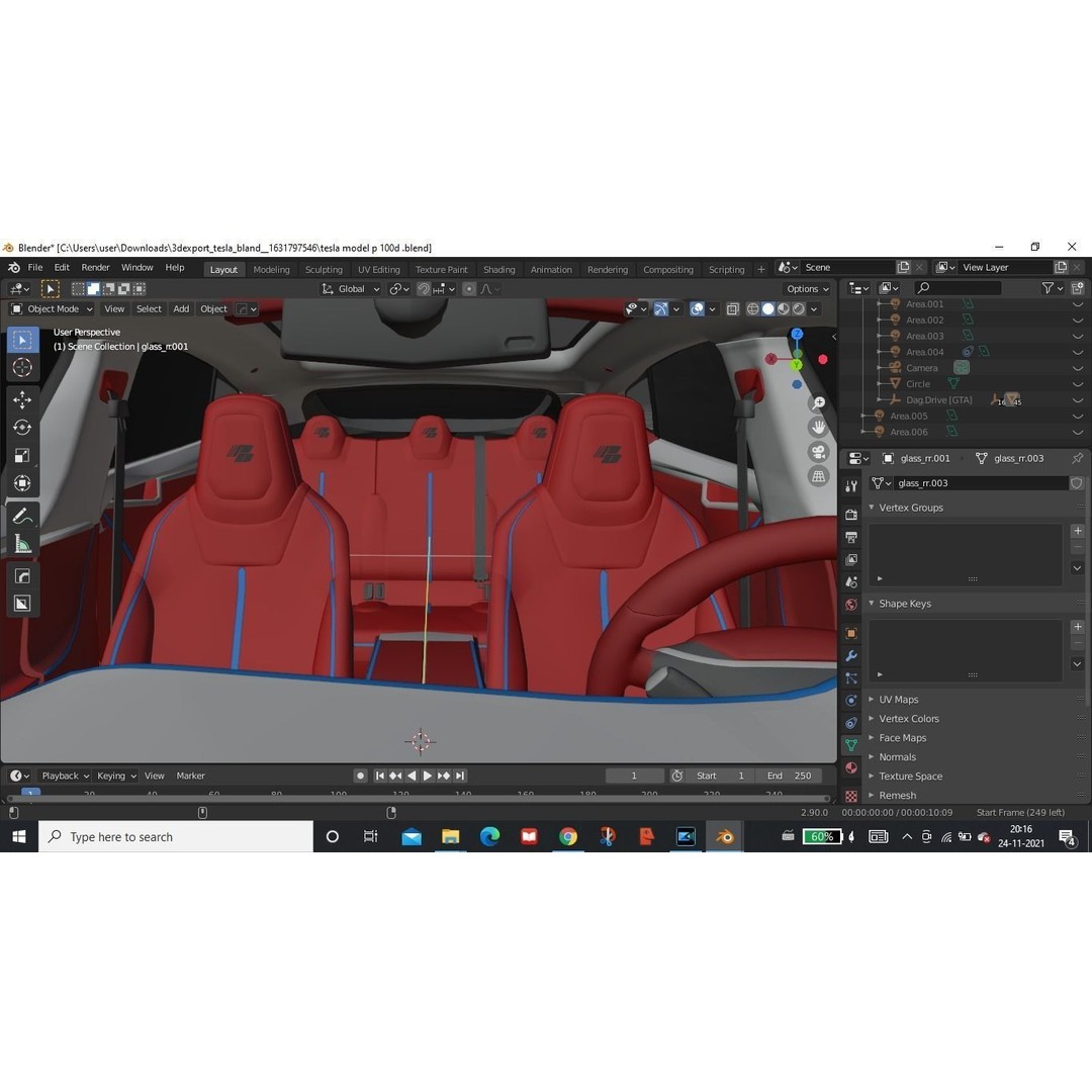 Tesla Model S 3D Model – Low Poly Rigged Game Asset, FBX, OBJ - View 18