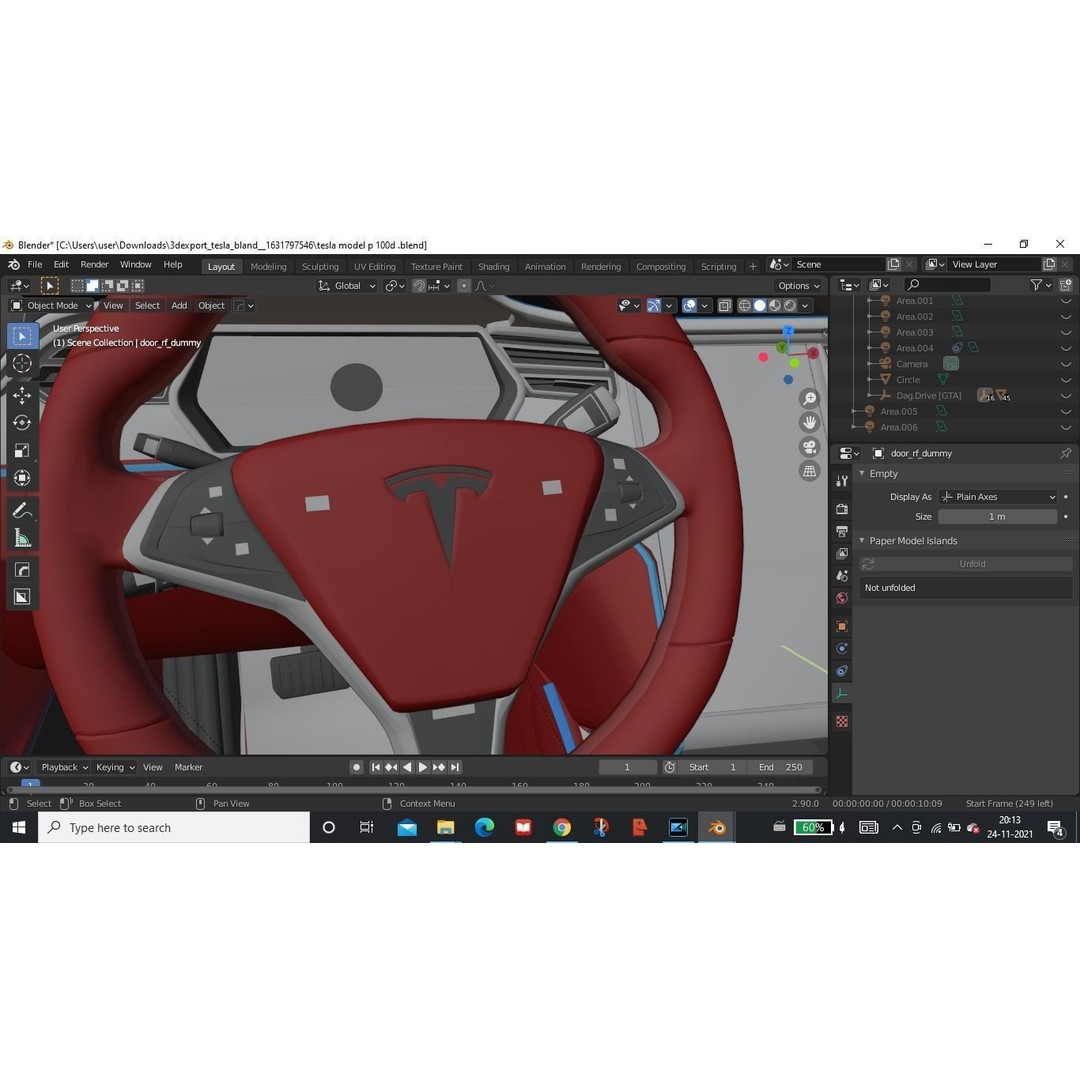 Tesla Model S 3D Model – Low Poly Rigged Game Asset, FBX, OBJ - View 19