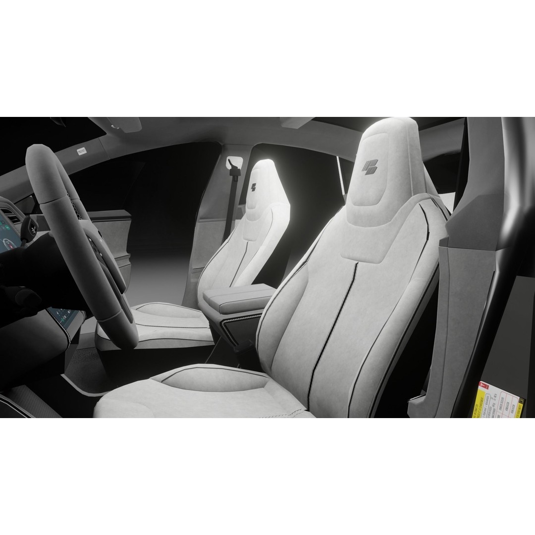 Tesla Model S 3D Model – Low Poly Rigged Game Asset, FBX, OBJ - View 6