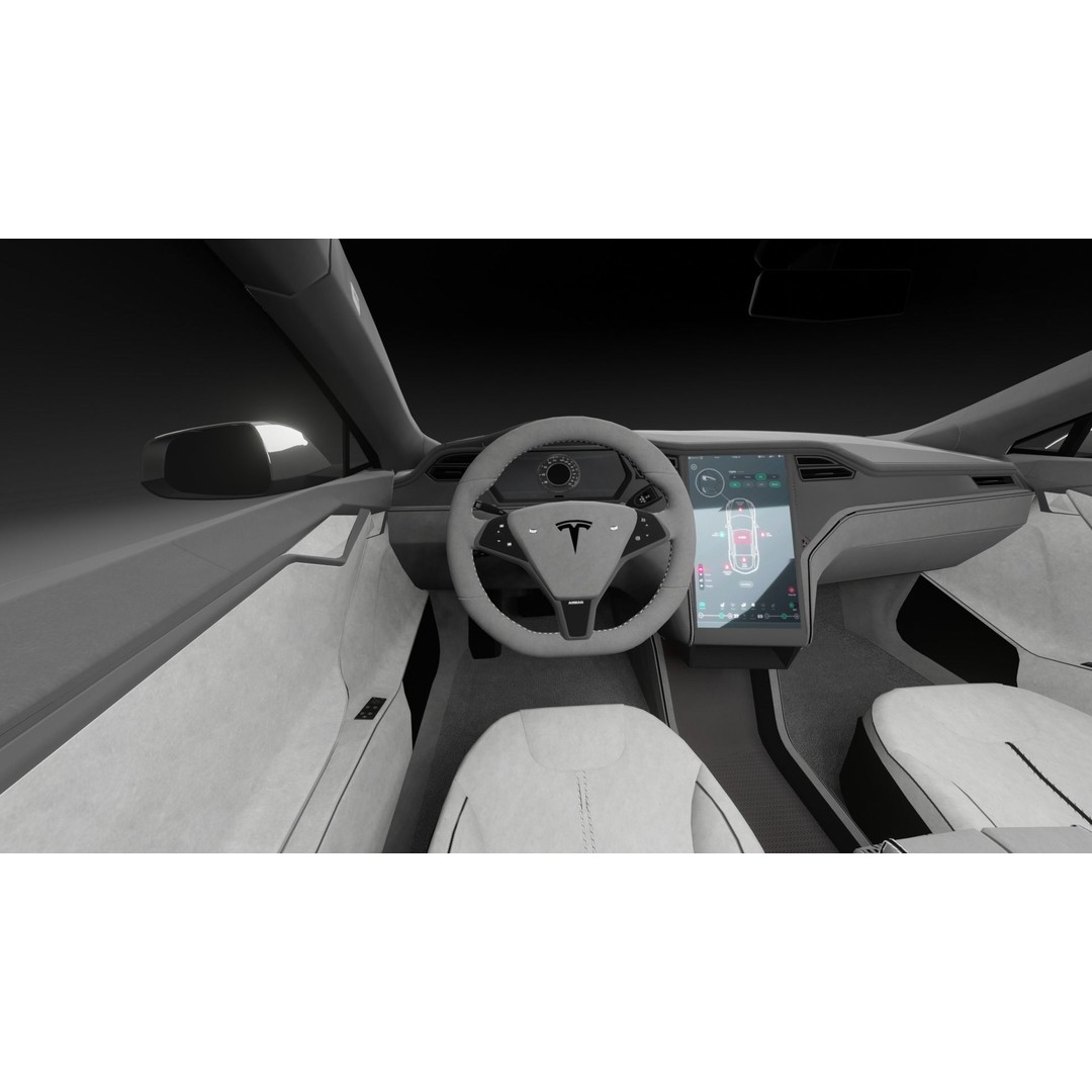 Tesla Model S 3D Model – Low Poly Rigged Game Asset, FBX, OBJ - View 9