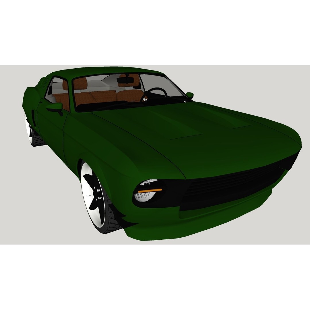 Mustang 1968 Low Poly 3D Model – Classic Car Game Asset, FBX - View 10