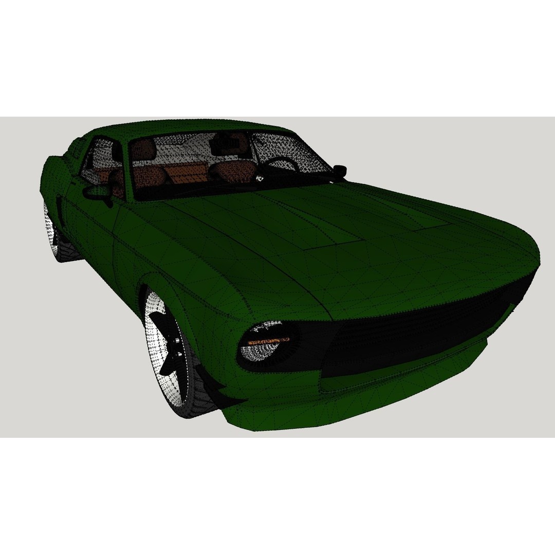 Mustang 1968 Low Poly 3D Model – Classic Car Game Asset, FBX - View 11