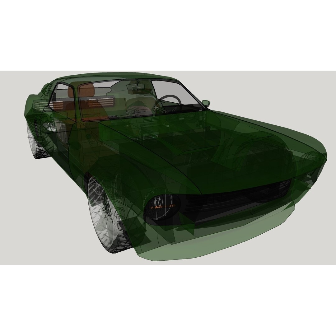 Mustang 1968 Low Poly 3D Model – Classic Car Game Asset, FBX - View 14
